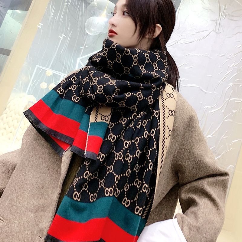 Live C Letter Dobbeltsidig Tykt Varmt Imitert Kasjmirskjerf Dame Kontor Aircondition Varmt Sjal_voghion.com