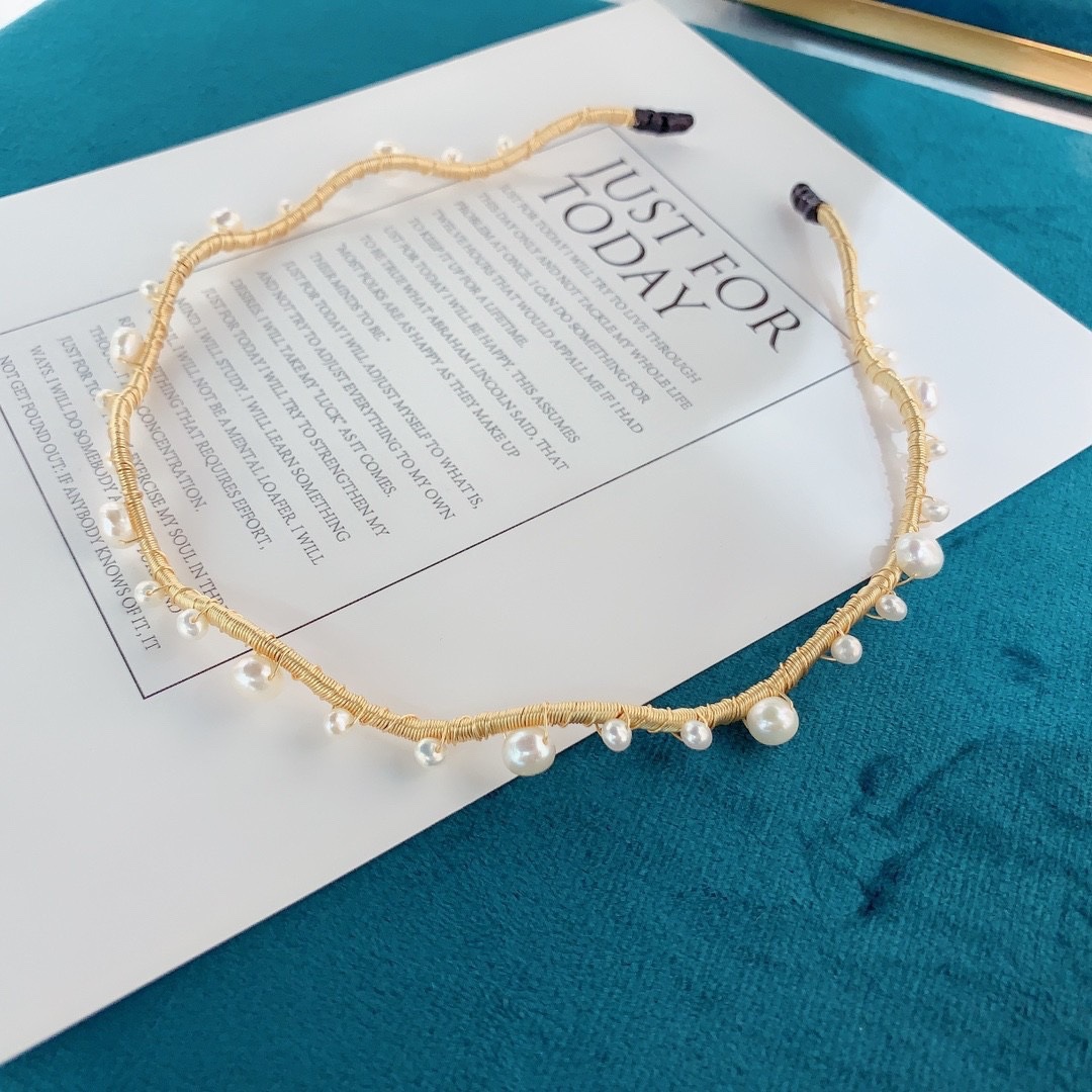 Luxi Jewelry Fashion Freshwater Pearl Headband Wire Wrapping Craft Handmade Girls Hair Accessories