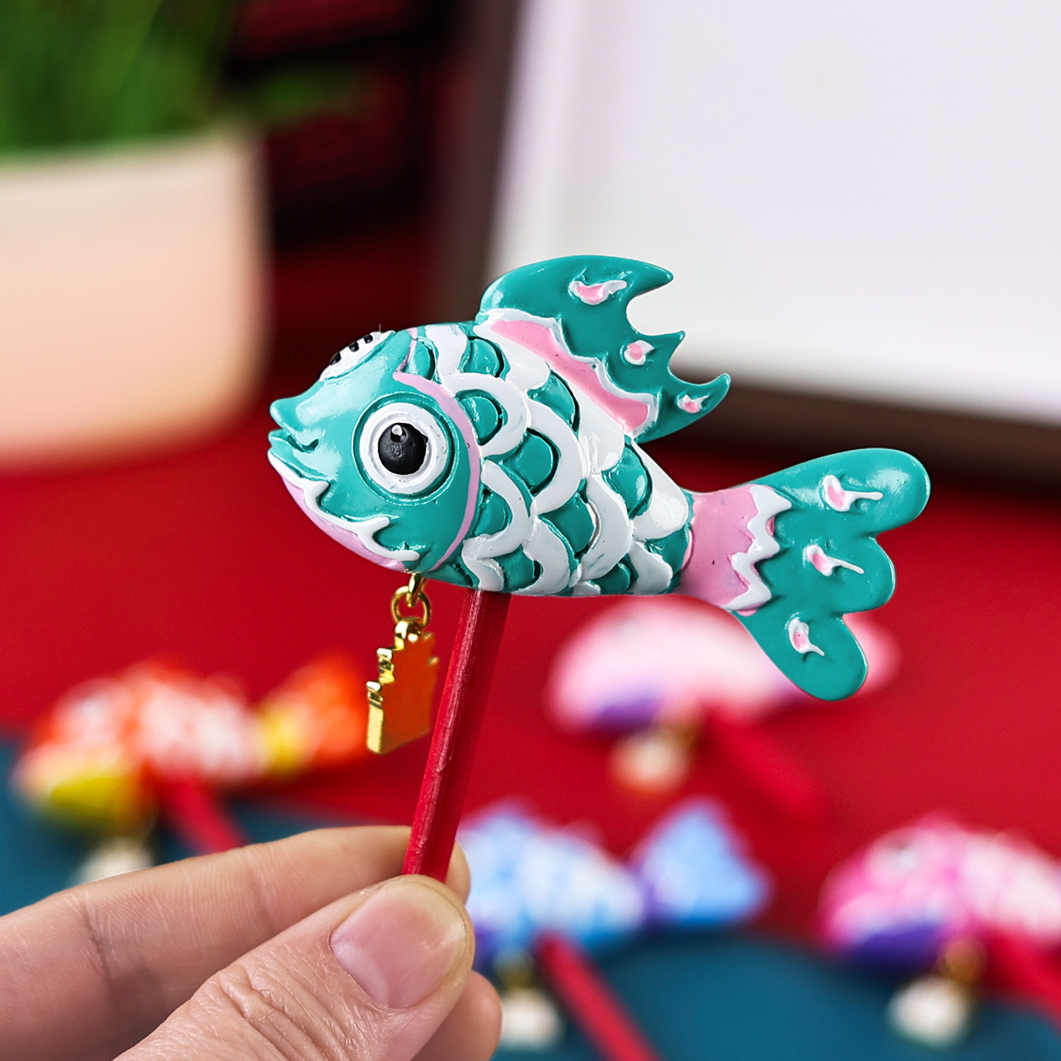 徽州鱼灯冰箱贴黄山旅游城市文创纪念品手持鱼灯礼盒装树脂冰箱贴| 1688