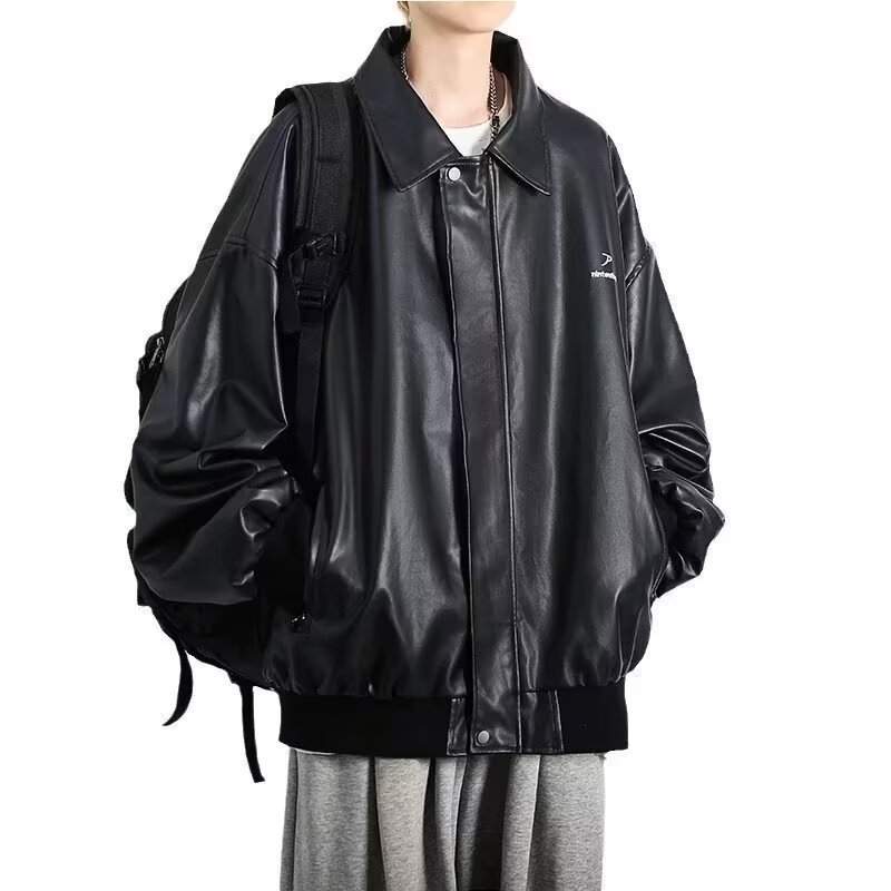 Europa y América de la moda callejera locomotora suelta chaqueta de cuero hombre moda alta sensación de piloto chaqueta de cuero PU chaqueta