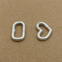 S925纯银DIY配件项手链扣吊坠扣心形矩形扣头卡扣搭扣弹簧机械扣