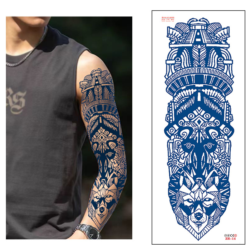 Calcomanías de tatuaje semipermanentes de brazo completo para hombres y mujeres brazo imagen grande jugo de planta no puede lavar las pegatinas de tótem de tatuaje