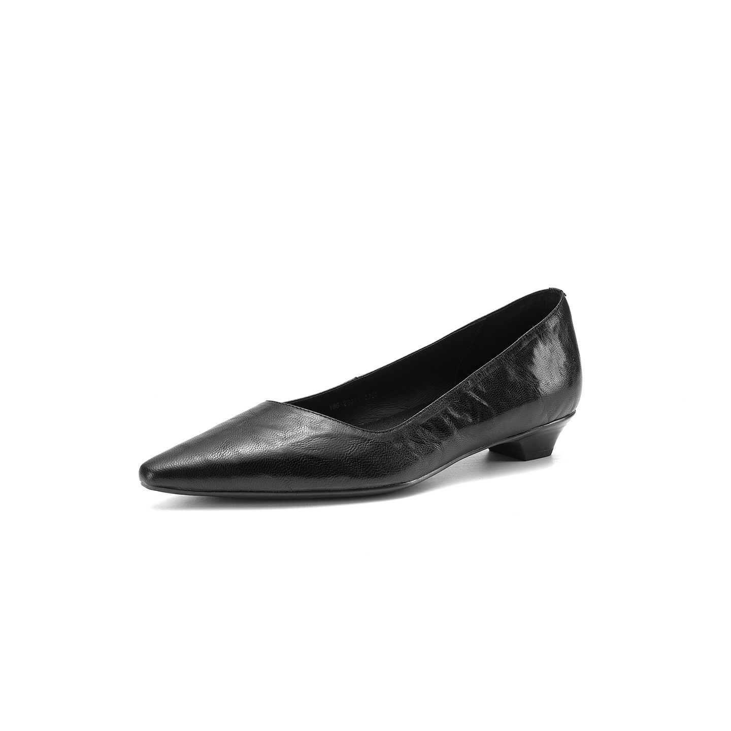 Giày cao gót nữ mũi nhọn da cừu gót thấp 2.5 cm — đen chi tiết 30