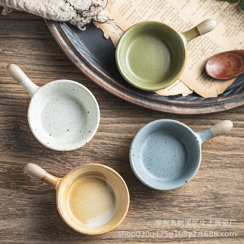 Japanese-Style Kiln-Fired Small Plate, Vintage Coarse Pottery Sushi Seasoning Dish, Small Restaurant Seasoning Bowl, Dipping Sauce Dish, Restaurant Hot Pot