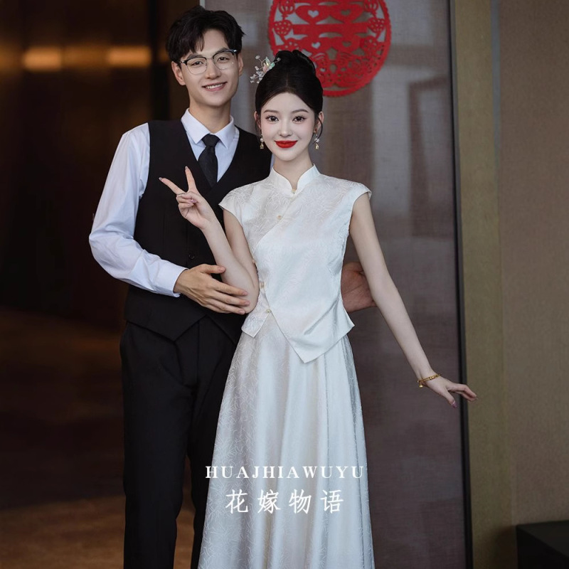 プラスサイズファットmm婚約チャイナドレス改良ドレススーツ2025新しい新しい中国風の証明書ドレスドレッシングローブ結婚式|undefined