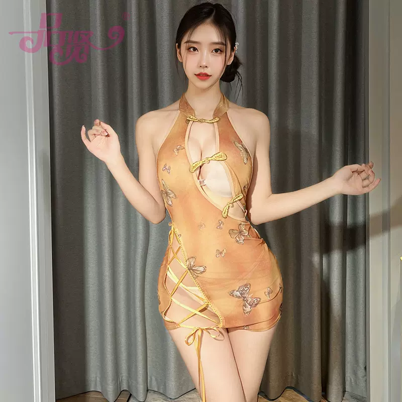 品贤蝶梦古韵镂空露胸旗袍调情透视制服诱惑睡衣裸背情趣内衣2487