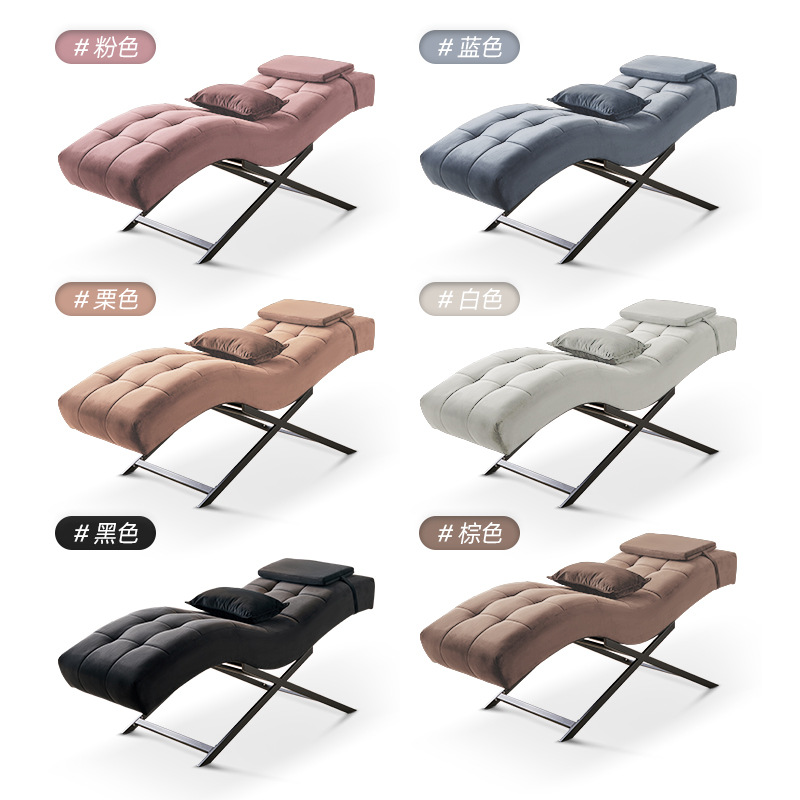 Cama de pestañas tipo S, cama de belleza, salón de belleza, sillón ergonómico, cama de pestañas ajustable
