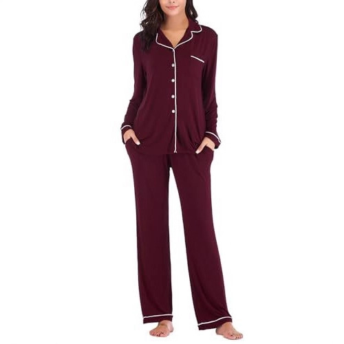 2026 Spring and Autumn New Style Cuban Collar Trendy Fashion Solid Color 3D Printed Long Sleeve Women's Buttoned Pajama Set 2026 Spring and Autumn New Style Cuban Collar Trendy Fashion Solid Color 3D Printed Long Sleeve Women's Buttoned Pajama Set