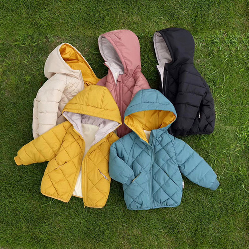  New Children's Down Cotton Jacket, Thickened for Boys and Girls, Baby and Toddler Size, Exports, Fleece Lined, Warm Cotton Outerwear
