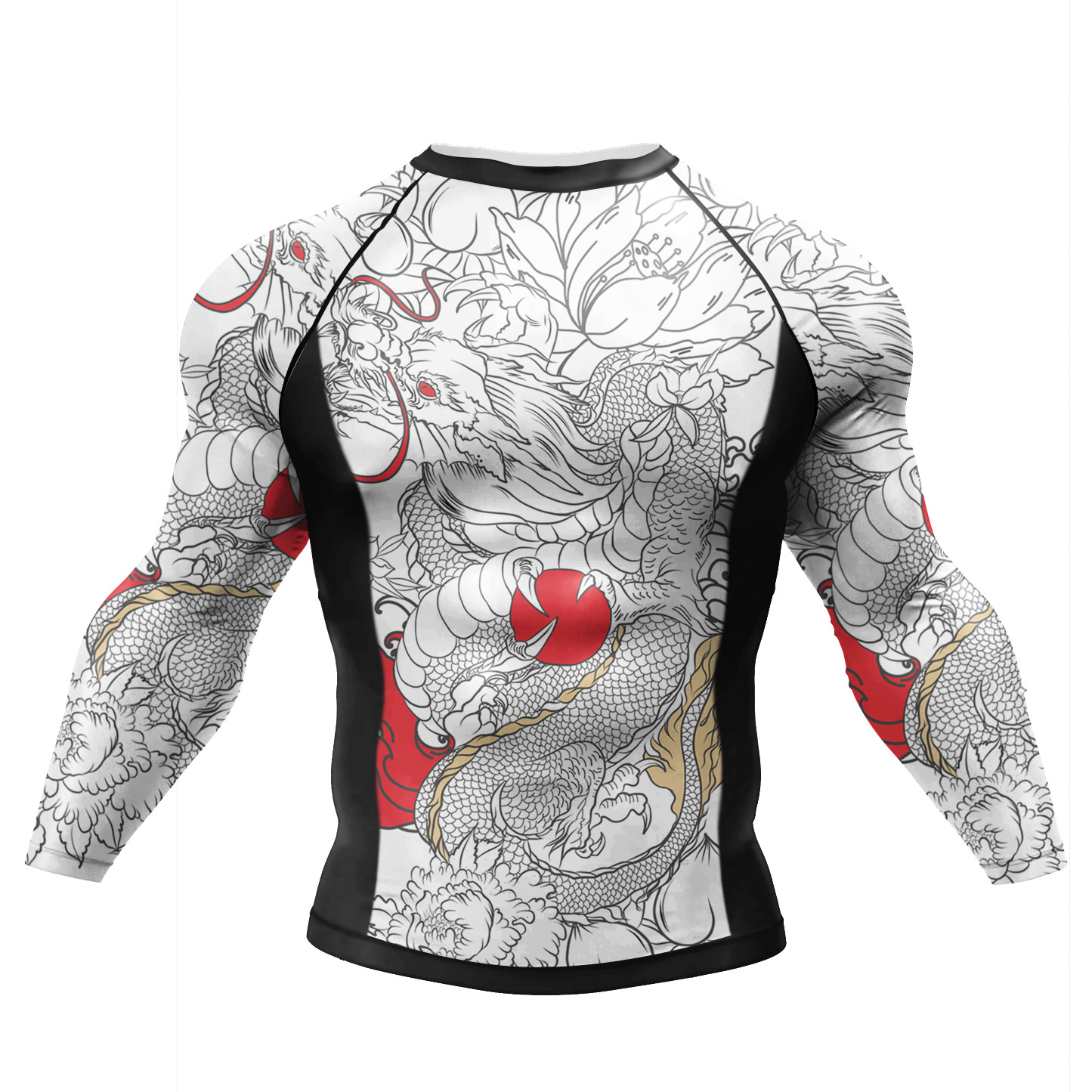 Nueva impresión digital de manga larga deportiva de secado rápido medias de entrenamiento de fitness camisa de fondo de otoño e invierno camiseta de running casual