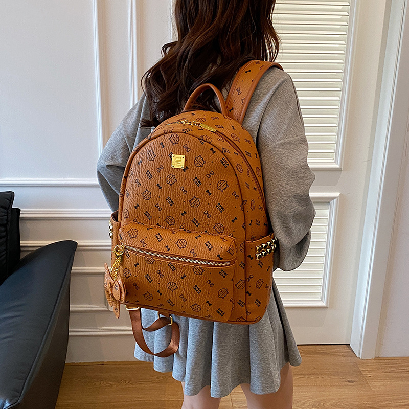 Mochila de mujer impresa de moda coreana, estilo occidental, mochila de viaje de gran capacidad, lindo gatito, gran mochila, marea