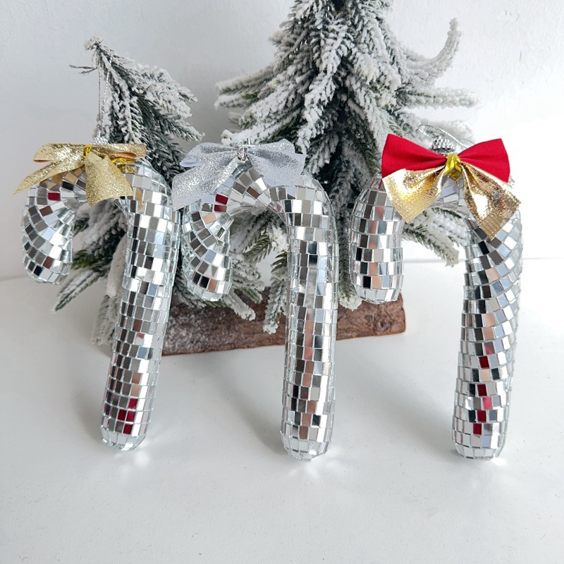 Navidad transfronteriza espuma discoteca espejo muletas decoración colgante árbol de Navidad colgante decoración de vidrio fábrica al por mayor