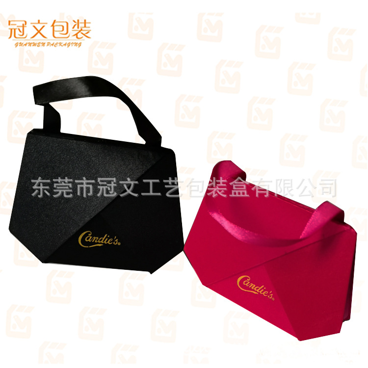 黑色和桃红色便携式色丁布烫印创意小项链袋 定制生产