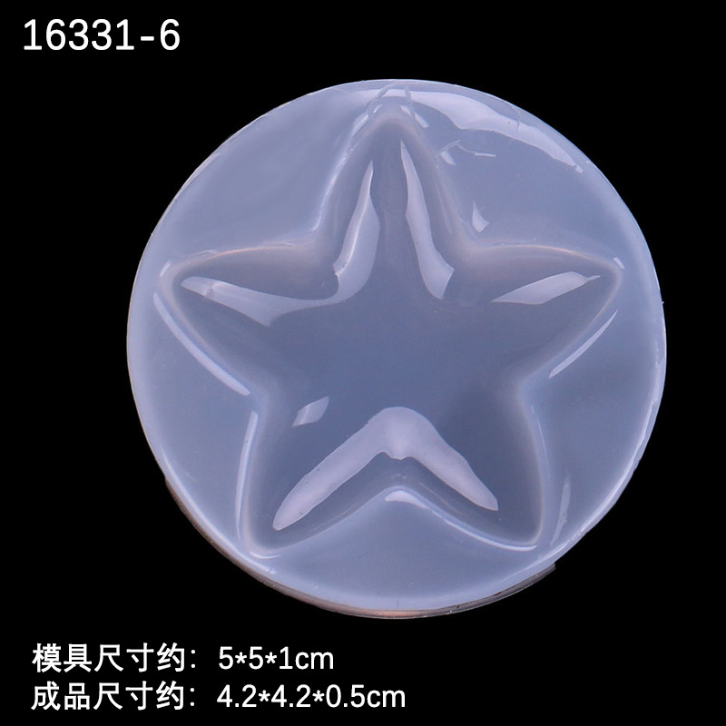 Espejo DIY cristal epoxi joyas con agujero estrella de cinco puntas con agujero amor teléfono caso parche decorativo molde de silicona