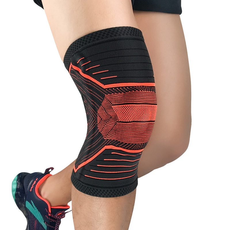 跨境批发运动护膝支撑防撞防损伤护髌骨篮球跑步深蹲针织护腿代发
