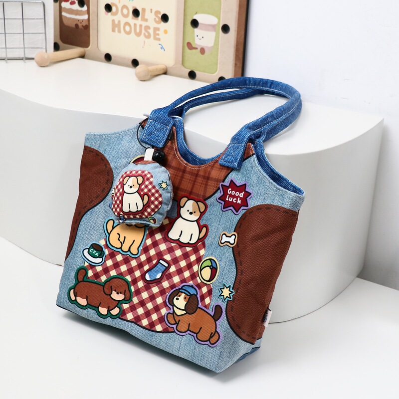 Lucky Little Devil Korean Style Cute Printed Girls' Handbag Cartoon High-Value Large Capacity Shoulder Bag