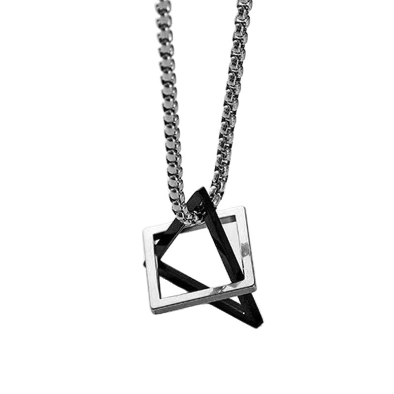Minimalist Sweater Chain Triangle Necklace For Men, Trendy Geometric Cool Style Hip-hop Titanium Steel Men's Creative_voghion.com