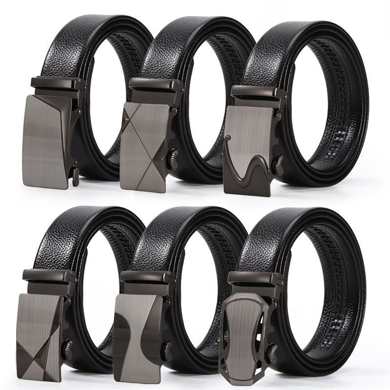 New Hot Selling Men's Laser Automatic Buckle Belt Fashionable Business Versatile Youth Durable Imitation Cowhide Belt_voghion.com