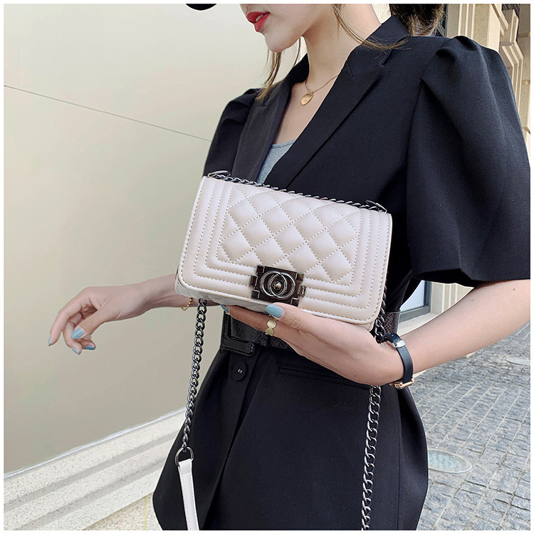 Bolsa de ombro feminina estilo coreano com corrente transversal_voghion.com
