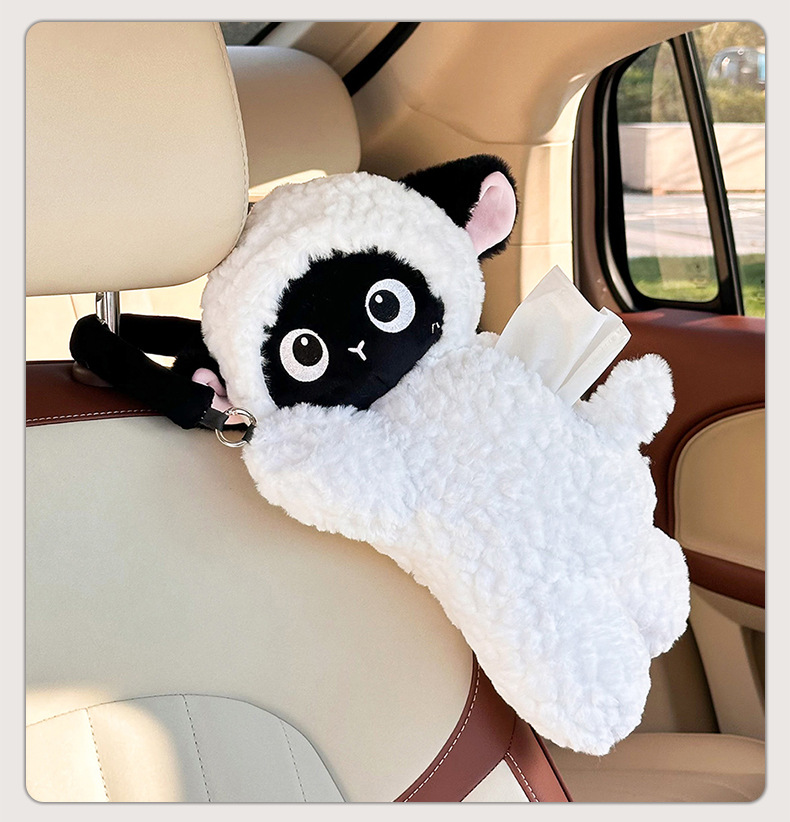 High-End Car Tissue Box, Cute Cartoon Car Multifunctional Tissue Hanging Bag, Internet Celebrity Creative Car Tissue Box