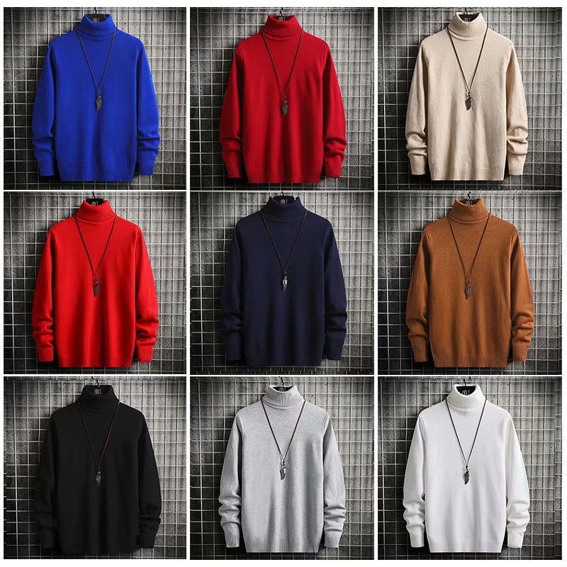 Suéter de terciopelo de visón cuello alto de los Hombres estilo coreano suéter de color degradado de moda camisa de fondo para hombres otoño e invierno abrigo de punto grueso