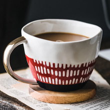 水杯陶瓷马克杯咖啡杯复古手绘美式早餐杯燕麦杯大肚牛奶杯耐高温
