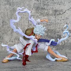 アニメワンピース太陽神ニカ五段ルフィしゃがみ姿二段果実覚醒白髪アニメフィギュア