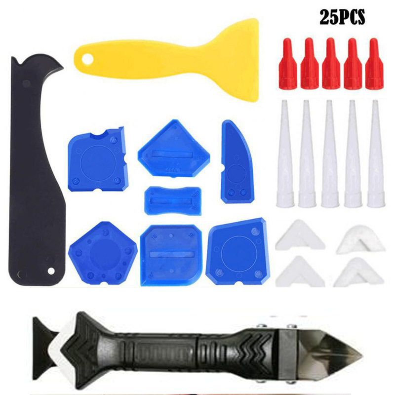 25件套3合1塑料刮刀密封刮板填缝工具美缝喷嘴涂抹抛光灌浆刮