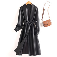 海宁真皮皮衣女大码中长款过膝皮风衣2025秋皮外套修身显瘦皮夹克