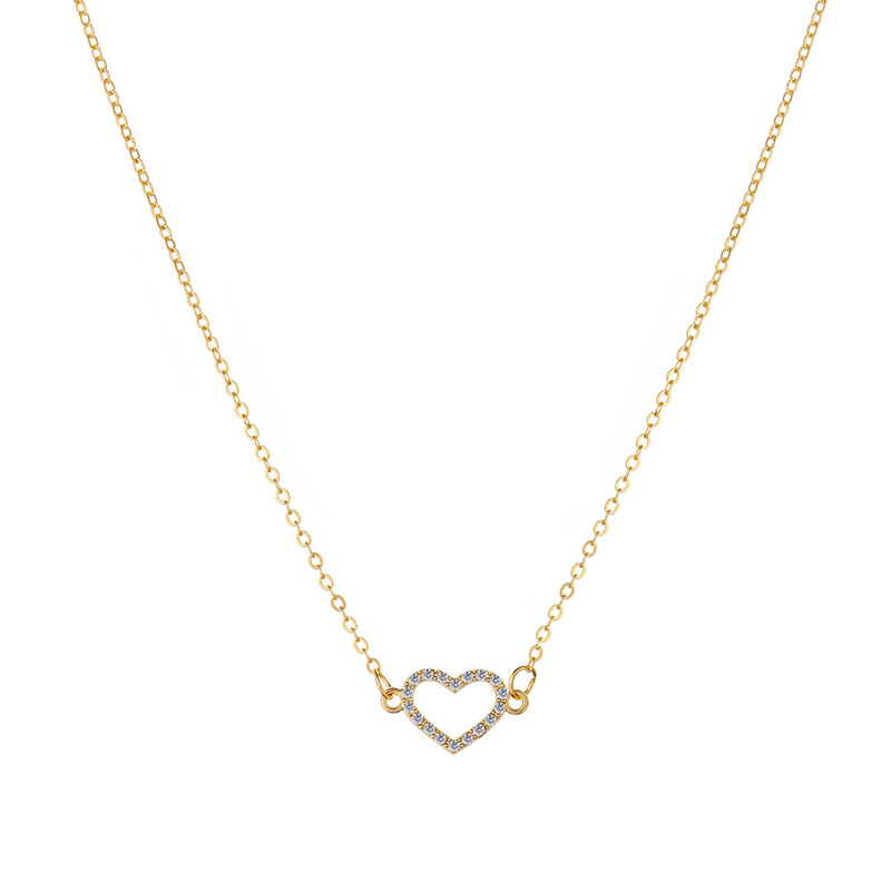 Simple Style Heart Shape Alloy Plating Artificial Diamond Women's Necklace display picture 3