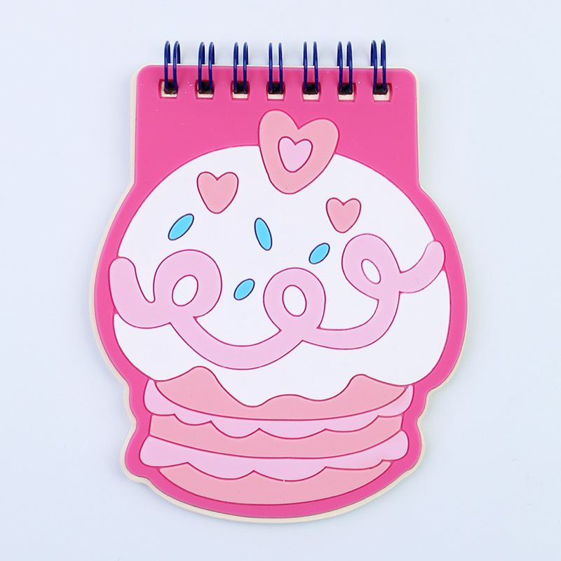 Cubierta de silicona pequeña bobina libro mini dibujos animados especial en forma de cuaderno papelería creativa forma de animal lindo con pluma