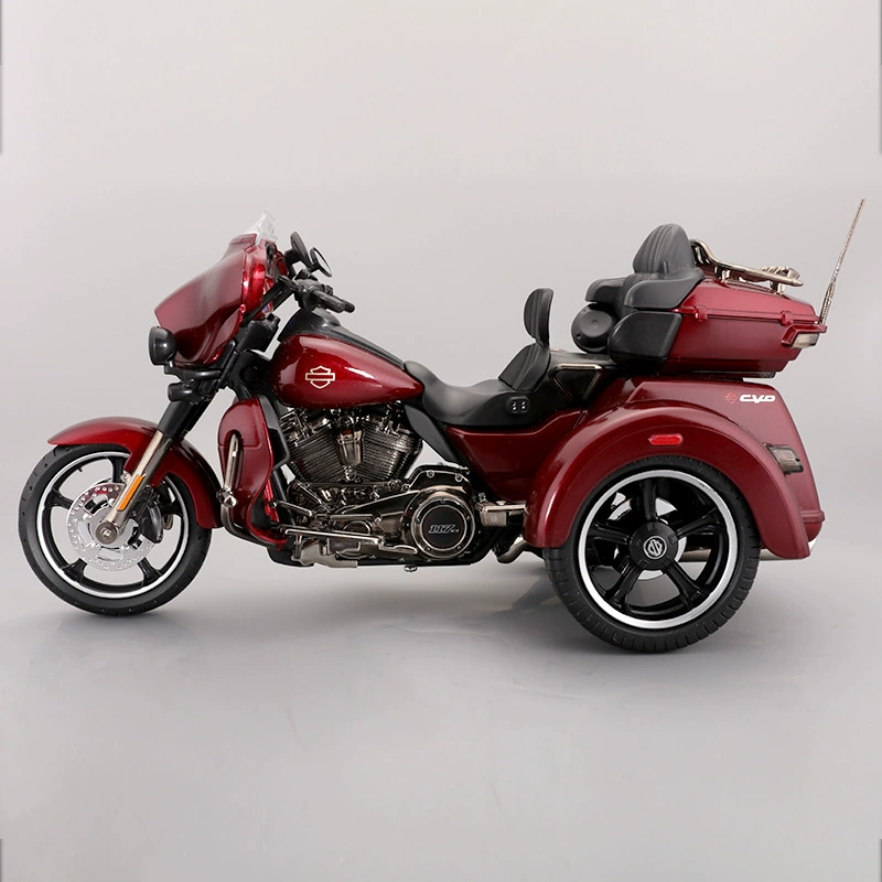 Harley davidson, трехколесный мотоцикл, реалистичная металлическая модель автомобиля, игрушка, масштаб 1:12, оптовая