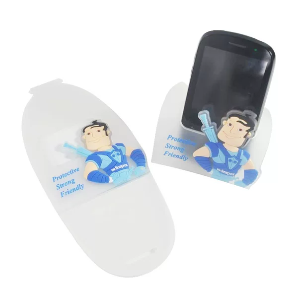 Customers order logo soft plastic folding mobile phone holder desktop decorations folding cartoon mobile phone holder