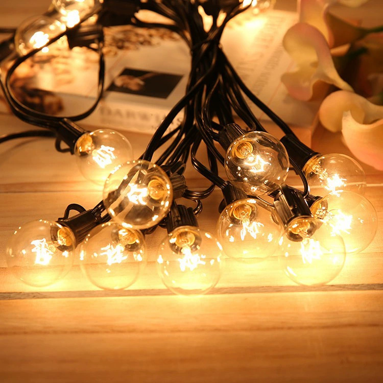 Cadena de luz de alto voltaje G40 explosiva transfronteriza Amazon camping impermeable al aire libre decoración de fiesta de Navidad cadena de luz solar