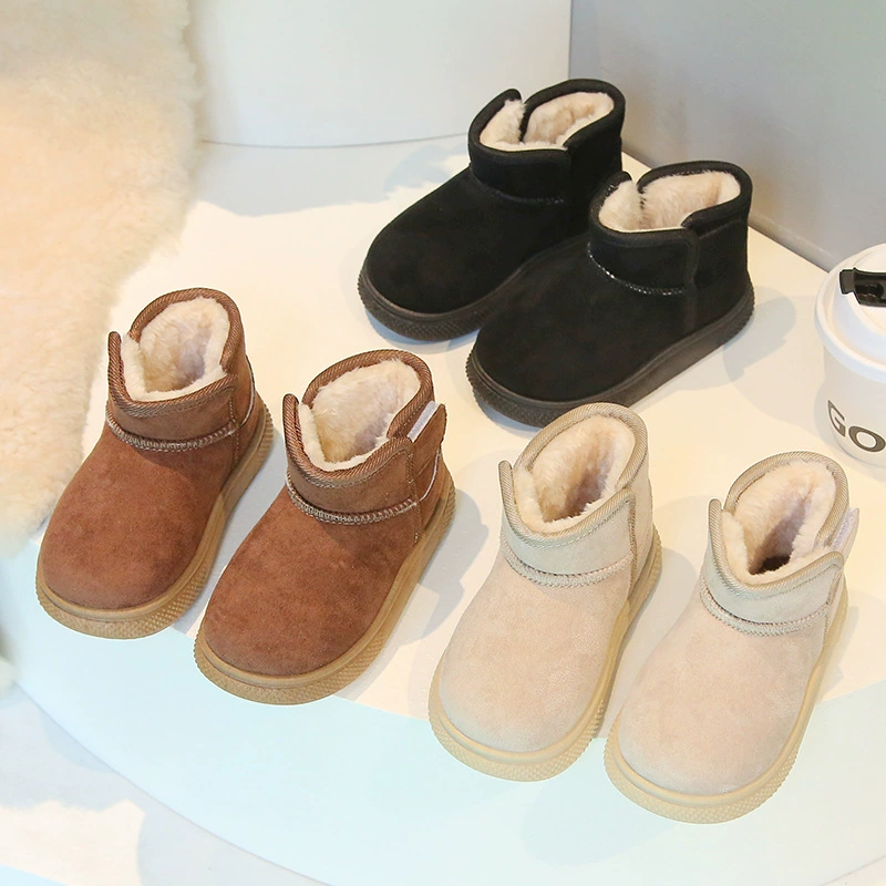 Детские зимние сапоги 2025, новые короткие сапоги для мальчиков с флисовой подкладкой и утепленные хлопковые сапоги для девочек, теплые детские хлопковые ботинки