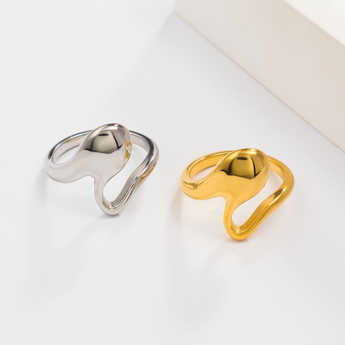 10g Weight Ion Plating (IP) Gold Plating Process Rings Classification 6, 7, 8 Ring Size 1 Piece Quantity Holiday, Daily Occasion 316 Stainless Steel Material Geometric Pattern Women's Gender Irregular, Plating Design Lady Style 316 Stainless Steel Ion Plating (IP) Geometric Lady Rings For Women's 4