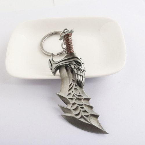 Game God of War 4 Blade of Chaos broadsword keychain Kuiye ax weapon model mask key metal pendant