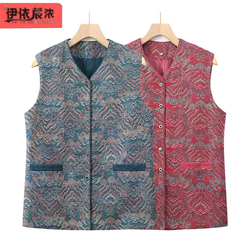 Весенний новый жилет Mom, пальто 2024, весна и осень, однобортный Топ без рукавов для женщин среднего и пожилого возраста