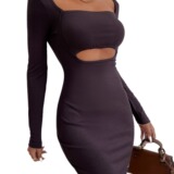 (Трансграничная торговля), сексуальный лонгслив для отдыха, платье, 2023, европейский стиль, с акцентом на бедрах