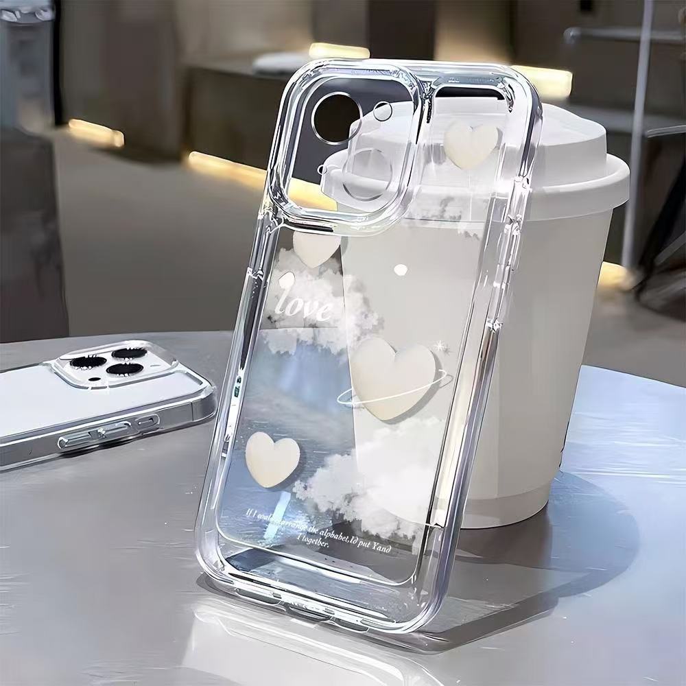 Love Cloud para iphone16promax funda para teléfono móvil transparente Apple 15 anti-caída 14pro Japón y Corea 13/12