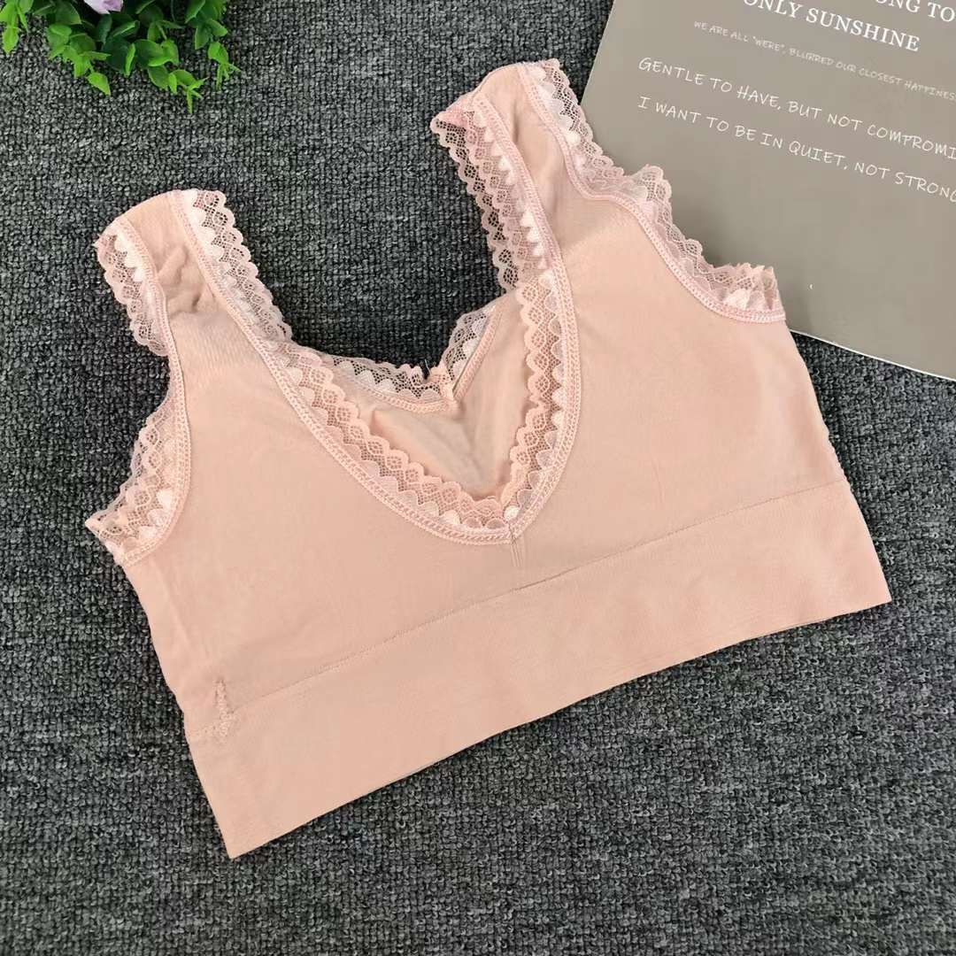 Nuevo chaleco sin costuras de alta elasticidad de alta calidad de mujer sin anillo de acero de encaje sujetador ropa interior deportiva mujer al por mayor