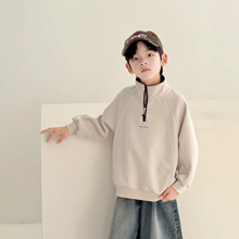 男童半拉链立领卫衣2026新款儿童大童韩版上衣男孩立领痞帅风春装