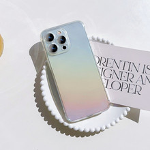 适用iphone15pro手机壳彩镀蓝光变色tpu透明全包新款苹果14保护套