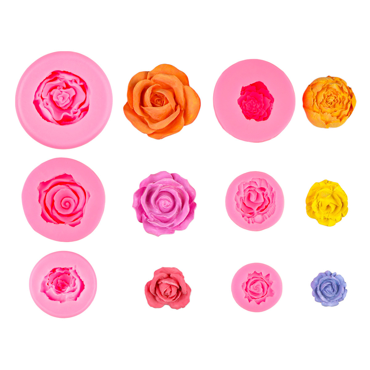 Juego de flores rosas de seis piezas