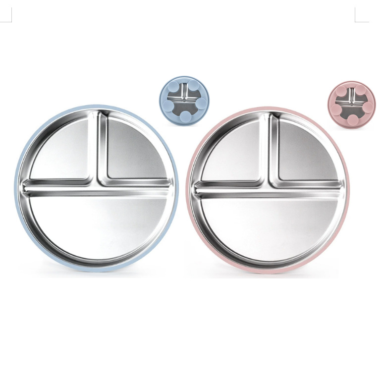 그레이 블루 + 라이트 핑크 - 스테인레스 스틸 플레이트 2개