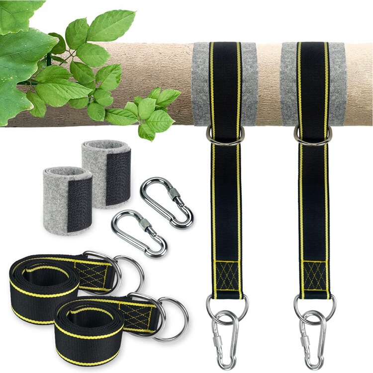 Cross-border polyester black and yellow outdoor swing strap 5*1.5 m nylon yoga hammock safety strap strap Cross-border polyester black and yellow outdoor swing strap 5*1.5 m nylon yoga hammock safety strap strap