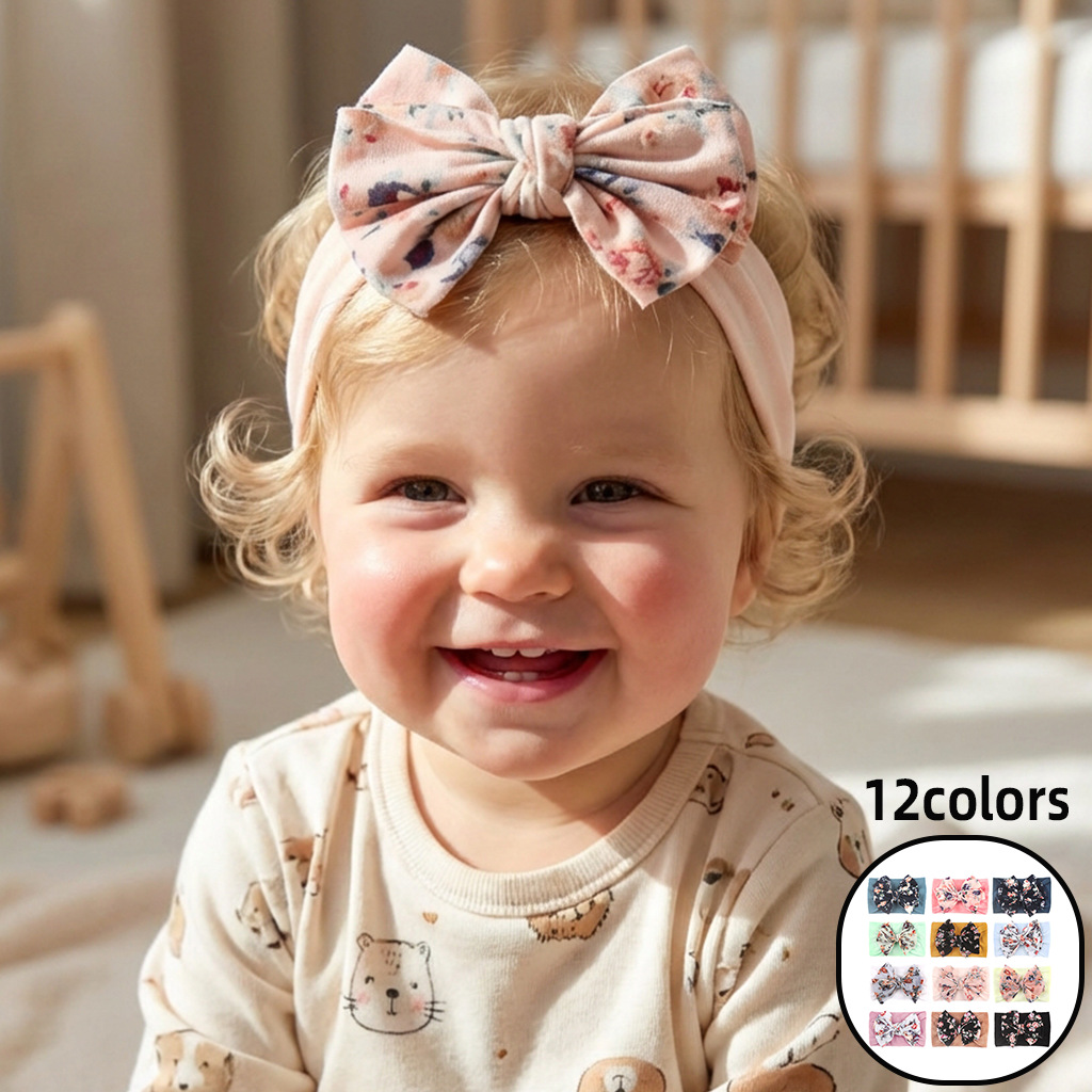 European and American New Style Children's Elastic Hairbands, Bohemian Bow Nylon Baby Headbands, Four-Season Baby Hair Accessories
