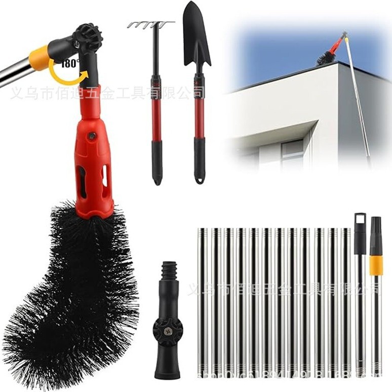 Cross-Border Multi-Angle Eaves Gutter Cleaning Tool with Extension Pole to Remove Ground Roof Leaves Tool Set
