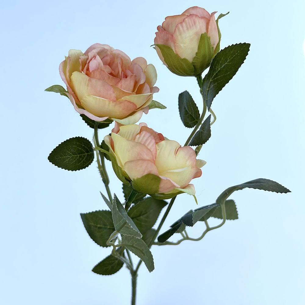 Artificial Flower Spring Single 3-head Peony Table Flower Japanese and Korean Small Fresh Flower bouquet Hotel Decoration Juanhua Rose_voghion.com