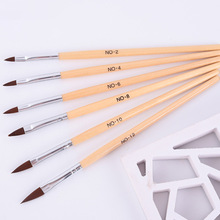 跨境外贸尖头美甲水晶笔 尼龙毛木杆6支套装3D水晶雕花笔厂家批发